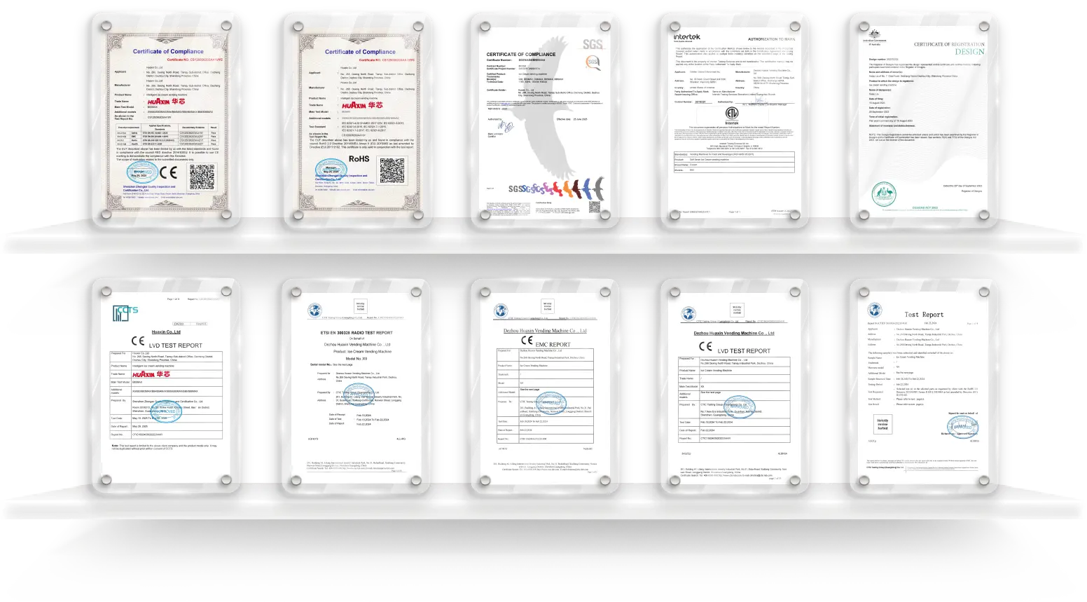 Huaxin Ice Cream Vending Machine Certification